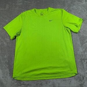 Nike Running Shirt Mens Medium Neon Green Dri Fit Short Sleeve Performance